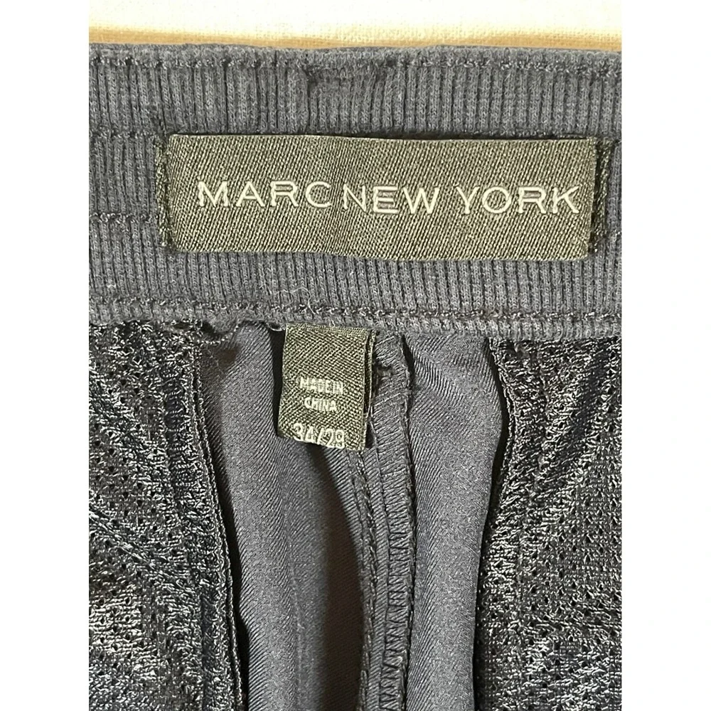 Marc New York Mens Performance Tech Pants Navy Blue Stretch 34/29 Travel Chino